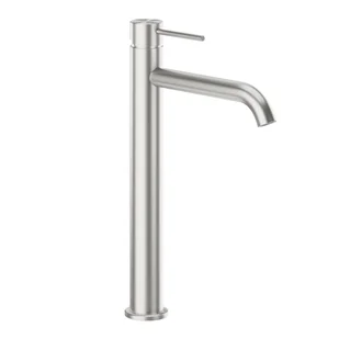 KFA Bateria umywalkowa wysoka srebrna stal nierdzewna 30.9 cm z korkiem klik-klak Flint Armatura - Baterie umywalkowe - miniaturka - grafika 1