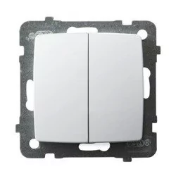 Ospel Karo biały łącznik podwójny schodowy ŁP-10S/m/00 ŁP-10S/m/00 - Wyłączniki światła i elektryczne - miniaturka - grafika 1