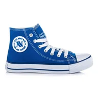 Trampki damskie - New Age Wiązane Wysokie Tenisówki niebieskie - miniaturka - grafika 1