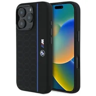 Etui i futerały do telefonów - BMW BMHMP16L23SHEB iPhone 16 Pro 6.3"     czarny/black hardcase Silicone Hexagon Blue Line MagSafe - miniaturka - grafika 1