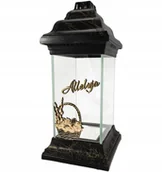 Lampiony i znicze - Znicz wielkanocny znicz na Wielkanoc kapliczka szklana złota nitka koszyk - miniaturka - grafika 1