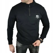 Bluzy męskie - Bluza Lacoste SH2735-98 zapinana pod szyję kolor czarny - L - miniaturka - grafika 1