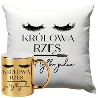 Kosmetyczki, organizery i kuferki - Kubek Złoty Poduszka Dla Kosmetyczki Stylistki Rzęs 330ml 40x40cm Kosmetyczka - miniaturka - grafika 1