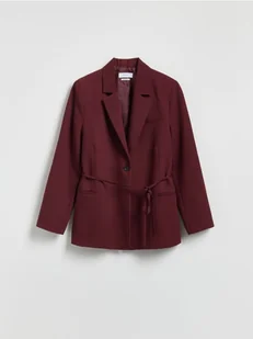 Reserved - Marynarka z wiązaniem - burgundowy - Marynarki i żakiety damskie - miniaturka - grafika 1