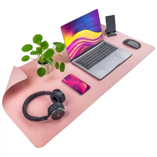 Mata ochronna na biurko pod klawiaturę i myszkę na stół 90x45 cm - pudrowy różowy - Podkładki na biurko - miniaturka - grafika 1