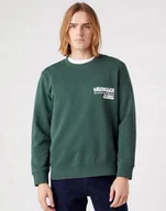 Bluzy męskie - WRANGLER SLOGAN CREW SYCAMORE GREEN W667ILG49 M - miniaturka - grafika 1