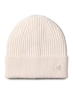 Czapki damskie - Calvin Klein Czapka Ck Metal Wool Beanie LV04D8032G Écru - miniaturka - grafika 1