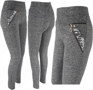 Legginsy - Legginsy Eleganckie Klasyczne Długie Leginsy Modne Bawełniane Zdobione 09 - miniaturka - grafika 1