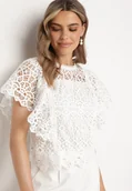 Bluzki damskie - Biała Bluzka Koronkowa o Krótszym Kroju Quilpia - miniaturka - grafika 1
