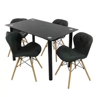 Stoły z krzesłami - Zestaw stół Nicea czarny i 4 krzesła Eliot FABRIC czarne - miniaturka - grafika 1