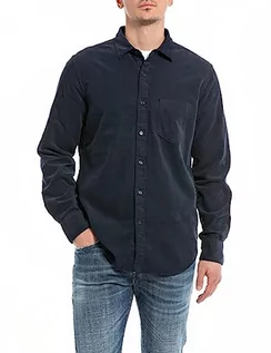 Koszule męskie - Replay Koszula męska regular fit, 971 Night Blue, XL - grafika 1