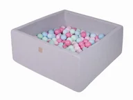 Suche baseny - MeowBaby® Kwadratowy Suchy Basen z Piłeczkami 7cm dla Dziecka, 90x90x40cm/200 piłek, Bawełniany, Jasnoszary: Błękitne/Miętowe/Jasnoróżowe/Pasteloworóżowe - miniaturka - grafika 1