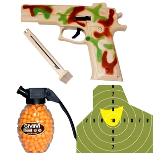 Pistolet na kulki Pistolety + TARCZA I KULKI - Zabawki militarne - miniaturka - grafika 1