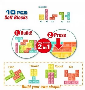 Gra TETRIS silikonowe klocki PUSH POP BUBBLE - Gry planszowe - miniaturka - grafika 2