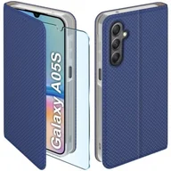 Etui i futerały do telefonów - Etui z klapką do Samsung Galaxy A05S Zamykane Granatowe Futerał Szkło 9H - miniaturka - grafika 1
