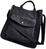 Torebki damskie - Torba Sztruks Torebka Shopper Pojemna Miejska Xl - miniaturka - grafika 1