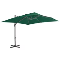 Parasole ogrodowe - vidaXL Lumarko Parasol wiszący na aluminiowym słupku, zielony, 300x300 cm! 44634 - miniaturka - grafika 1