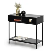 Konsole i sekretarzyki - Minimalistyczna Czarna Konsola Frida 80 Z Półkami Do Przedpokoju - miniaturka - grafika 1