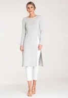 Bluzki damskie - Bluzka tunika damska Długa tunika szara bluzka M1075 rozmiar M - miniaturka - grafika 1