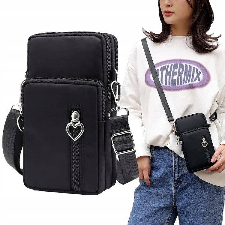 Mini Torebka Na Rami�� Telefon Portfel Kopert��Wka Czarna