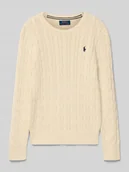 Swetry dla chłopców - Sweter z dzianiny ze ściegiem warkoczowym i okrągłym dekoltem - miniaturka - grafika 1