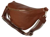 Nerki - Duża Nerka Damska Na Ramię, Saszetka - Brązowa Torebka Na Szerokim Pasku - miniaturka - grafika 1