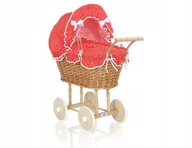 Pościel dla dzieci - Wiklinowy wózek dla lalek wysoki z pościelką i wyś - miniaturka - grafika 1