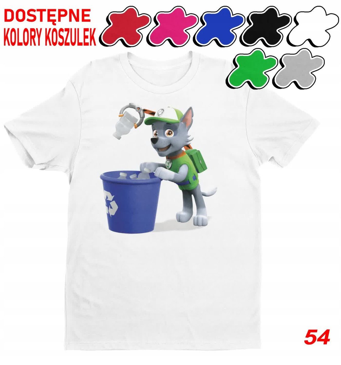 Dziecięca Koszulka Z Nadrukiem Duży Wybór Psi Patrol Chase Rocky -M 134-140