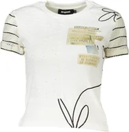 Koszulki i topy damskie - Desigual Damski t shirt z ozdobym kwiatem DESIGUAL L - miniaturka - grafika 1