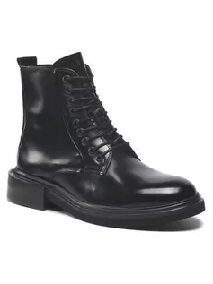 Kozaki damskie - Calvin Klein Kozaki Lace Up Boot Br Lth HM0HM00669 Czarny - grafika 1