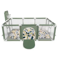 Łóżeczka i kojce - Selonis Boisko BO-100X z piłeczkami 6cm zielony: ciemny turkus-pastelowy niebieski-pastelowy żółty-biały 180x122x62/100piłek Zabawka kojec - miniaturka - grafika 1