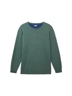 Swetry męskie - TOM TAILOR Sweter męski plus size, 32619 – zielony (Green Dust Melange), XXL - miniaturka - grafika 1