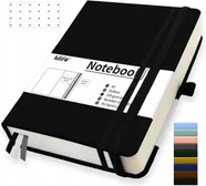 Notatnik A5 360 Stron 100 G/M² Dziennik W Kropki Twarda Okładka Czarny