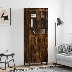 vidaXL Witrynka przydymiony dąb 69,5x34x180 cm materiał drewnopochodny - Witryny - miniaturka - grafika 1
