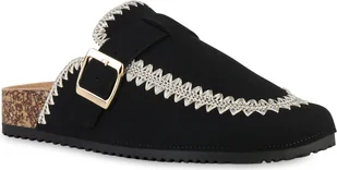 VAN HILL kapcie damskie kapcie wygodne buty haftowane klamry 841591, Kolor: Czarny, Rozmiar: 37 - Kapcie damskie - miniaturka - grafika 1