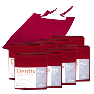 Śliniak dentystyczny z kieszonką 39cm x 48cm bordowy podfoliowany 54g DentixPro 400szt - Sprzęt i akcesoria stomatologiczne - miniaturka - grafika 1