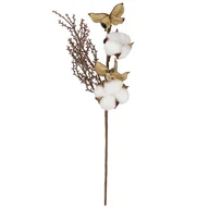 Ozdoby bożonarodzeniowe - Gałązka świąteczna ozdoba do stroika dekoracja sztuczna bawełna - miniaturka - grafika 1