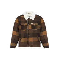Kurtki męskie - Wrangler Wool Trucker kurtka męska, Yellow Check, L - miniaturka - grafika 1