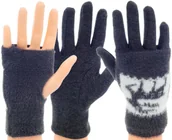 Rękawiczki - ZIMOWE RĘKAWICZKI damskie OCIEPLANE CIEPŁE mitenki 3w1 DO TELEFONU - miniaturka - grafika 1