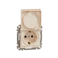 Gniazdka elektryczne - Schneider Gniazdo z klapką w standardzie schuko IP44 SEDNA Design & Elements beżowy - miniaturka - grafika 1