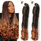 Pozostałe akcesoria fryzjerskie - TEMU Damskie przedłużki do włosów szydełkowych, 24-calowe luźne warkocze, 1 opakowanie g, wytrzymałe, , syntetyczne, hiszpańskie, kręcone, spiralne - miniaturka - grafika 1