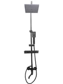 Deszczownice - Deszczownica prysznic 1,5m mosiądz czarny z kranem i półką 170-200 - miniaturka - grafika 1