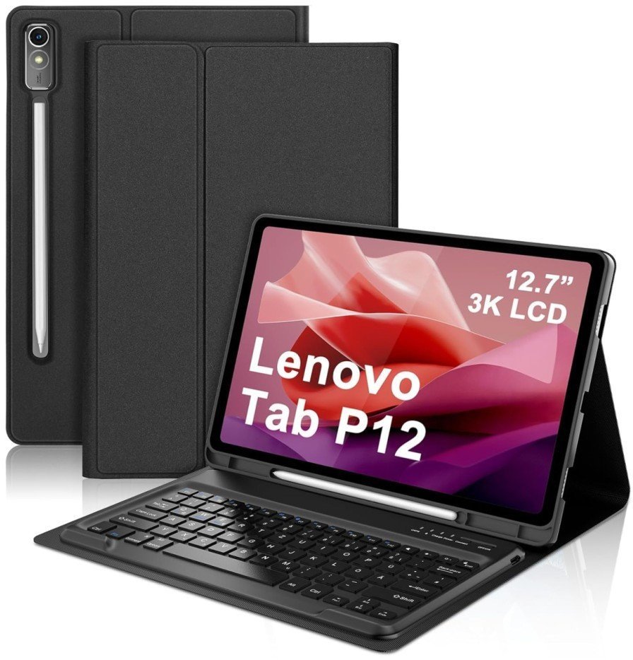Etui z klawiaturą Supero do Lenovo Tab P12 TB370, czarne 5903814642471