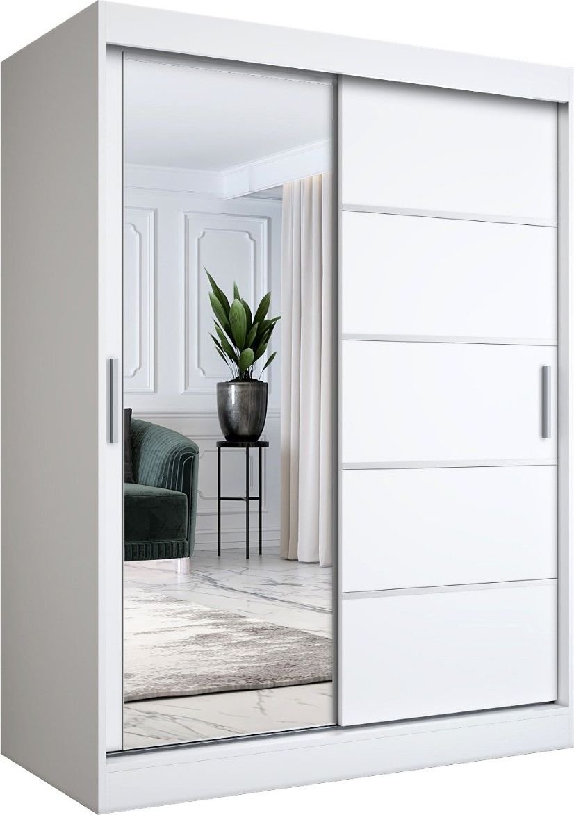 MKPOL Szafa przesuwna MODUO COMFORT 3 150 biała mat z lustrem