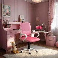 Fotele i pufy dla dzieci - Fotel Młodzieżowy Obrotowy NATE Różowy Nowoczesny - miniaturka - grafika 1