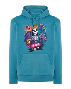 Bluza z kapturem z nadrukiem Szkielet w koronie Niebieska XXL - Bluzy męskie - miniaturka - grafika 1