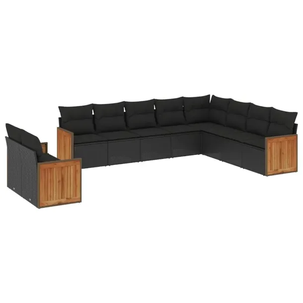 Zestaw wypoczynkowy rattan PE czarny 11szt. 55x55cm