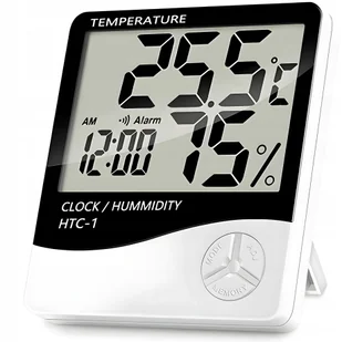 Stacja Pogody Termometr Higrometr Elektroniczny Miernik Wilgotności Zegar - Stacje pogodowe - miniaturka - grafika 1