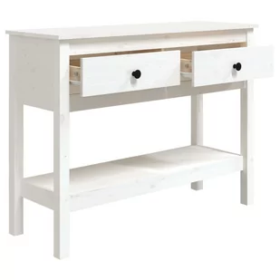 Lumarko Stolik konsolowy, biały, 100x35x75 cm, lite drewno sosnowe - Konsole i sekretarzyki - miniaturka - grafika 8