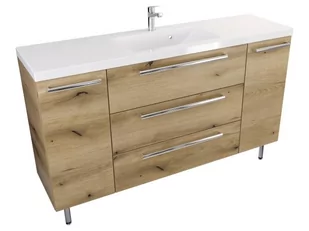 Szafka Stojąca Z Umywalką ATHD 140 cm D - Dąb Evoke Coast Mat - Uchwyty Chromowane - Szafki łazienkowe - miniaturka - grafika 1